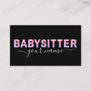 Babysitter Typography Signature Calligraphy Black Business Card