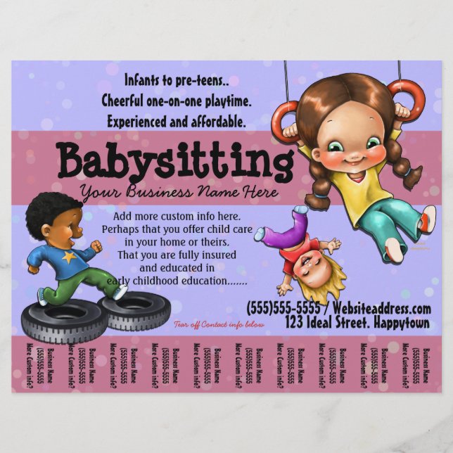 Babysitting. Day Care Customizable template Flyer (Front)