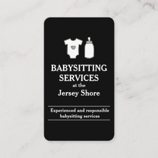 Babysitting Services at the Jersey Shore Black Business Card