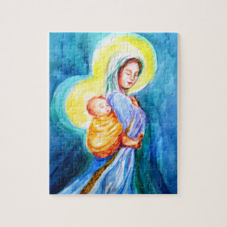 Babywearing Madonna et puzzle d'enfant
