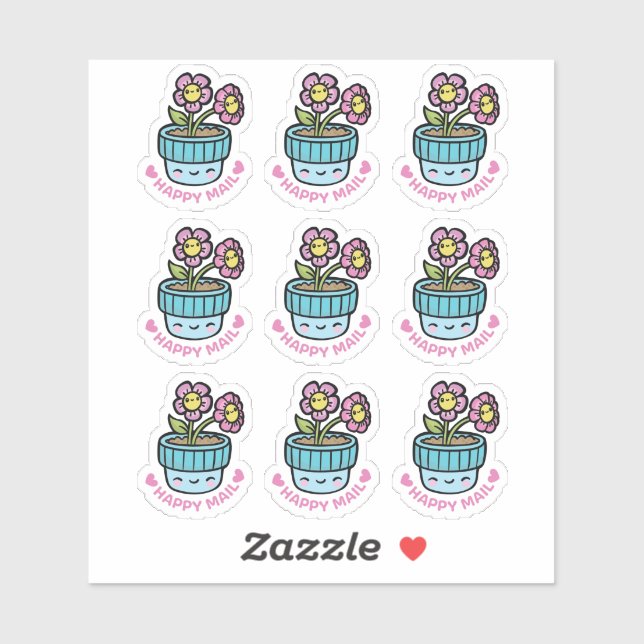 Bac à fleurs Happy Mail Autocollant Vinyl Coupé Pe (Feuille)
