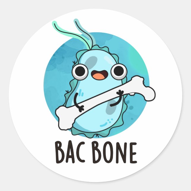 Bac Bone Funny Bacteria Pun  Classic Round Sticker (Front)