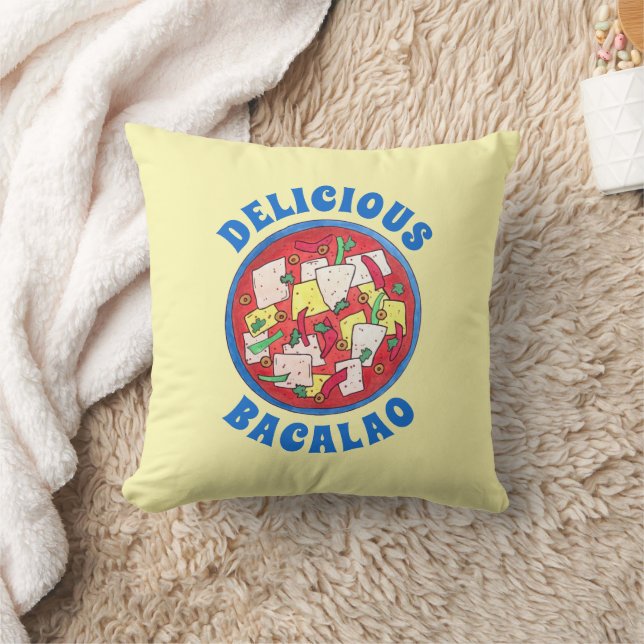 Bacalao Puerto Rican Cuisine Salted Cod Fish Stew Throw Pillow (Blanket)