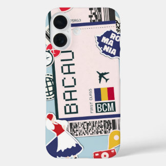 Bacău Romania Boarding Pass  iPhone 16 Case