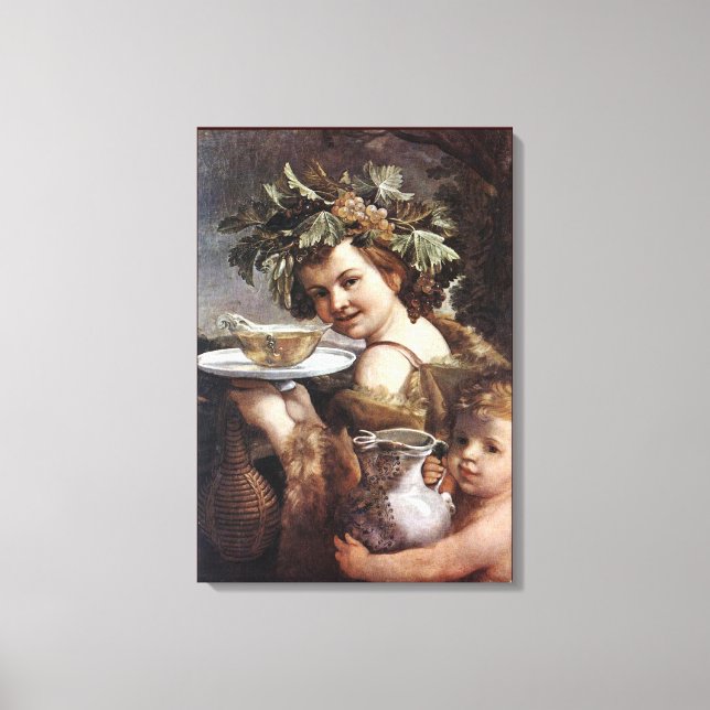 BACCHUS, GRAPES AND WHITE WINE CANVAS PRINT (Front)