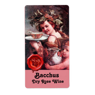 BACCHUS WITH GRAPES AND ROSE WINE RED WAX SEAL