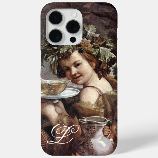 BACCHUS WITH GRAPES AND WINE MONOGRAM Case-Mate iPhone CASE (Back)