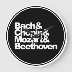 Bach and Chopin and Mozart and Beethoven Large Clock