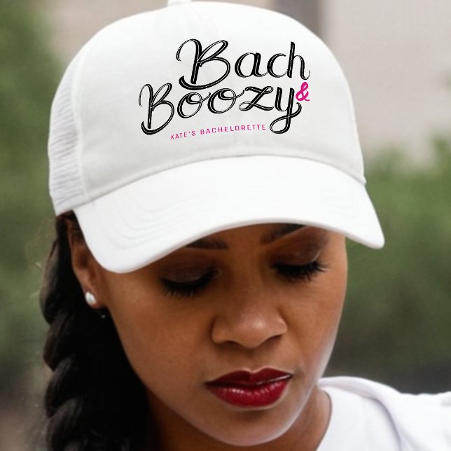 Bach & Boozy White & Pink Bachelorette Party Trucker Hat (Bach & Boozy White & Pink Bachelorette Party Trucker Hat
)