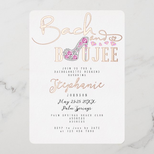 Bach & Boujee Diamond Glam Bachelorette Party Rose (Front)
