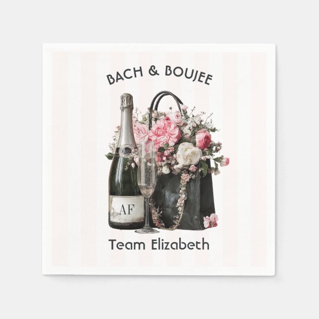 Bach & Boujee Personalized Team Bride Bachelorette Napkin (Front)