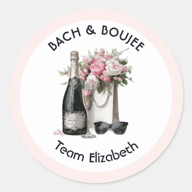 Bach & Boujee Team Bride Chic Bachelorette Classic Round Sticker (Front)