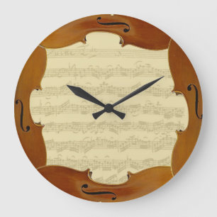 Bach Cello Suite Manuscript in Cello Frame Large Clock
