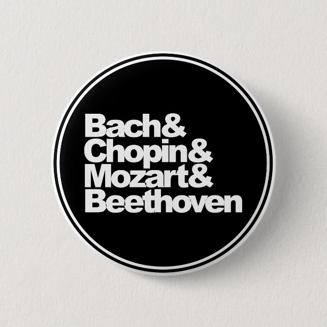 Bach, Chopin, Mozart and Beethoven 2 Inch Round Button (Front)