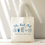 Bach club beach seashells bridesmaids gifts custom tote bag<br><div class="desc">The Bach Club Seashells and wedding bells coastal bachelorette party favors bridesmaids gifts personalized tote bag, last toast on the coast bridesmaids gifts custom tote bag, bridal shower favors, bridal party favors, hen night favors, personalized shirt bag favors, wedding favors, personalized bachelorette party favors, practical bridesmaids gifts, beach party favors,...</div>