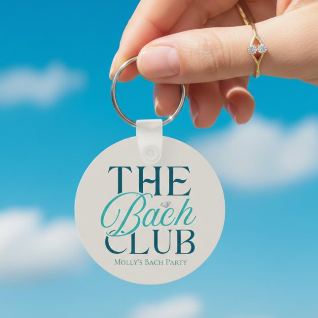 Bach Club Modern Simple Blue Bachelorette Party Keychain (Bach Club Modern Simple Blue Bachelorette Party Keychain)