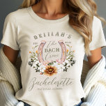 Bach Crew Western Floral Horseshoe Bachelorette<br><div class="desc">Step into style with our stunning "The Bach Crew" cowgirl floral horseshoe western Bachelorette party tri-blend shirt! Perfectly blending comfort and charm, this shirt is designed for the modern bride who celebrates her unique spirit. Perfect for a Western-themed Bachelorette, to showcase your love for all things Western, this shirt adds...</div>