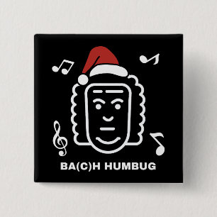 BACH Funny Classical Music Composer Christmas Pun 2 Inch Square Button