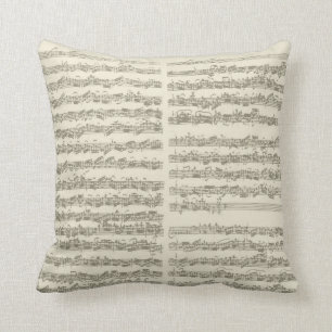 Bach Music Manuscript, 2nd Suite for Cello Solo Throw Pillow