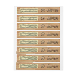 Bach Music Manuscript Wood Look International Wraparound Address Label