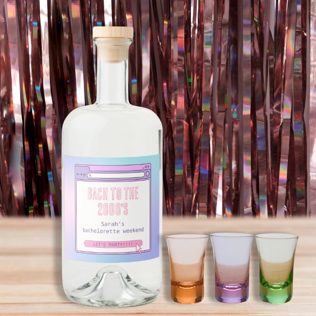 Bach To The 2000's Y2K Bachelorette Personalized Liquor Bottle Label (Bach To The 2000's Y2K Bachelorette Personalized Bottle Labels)