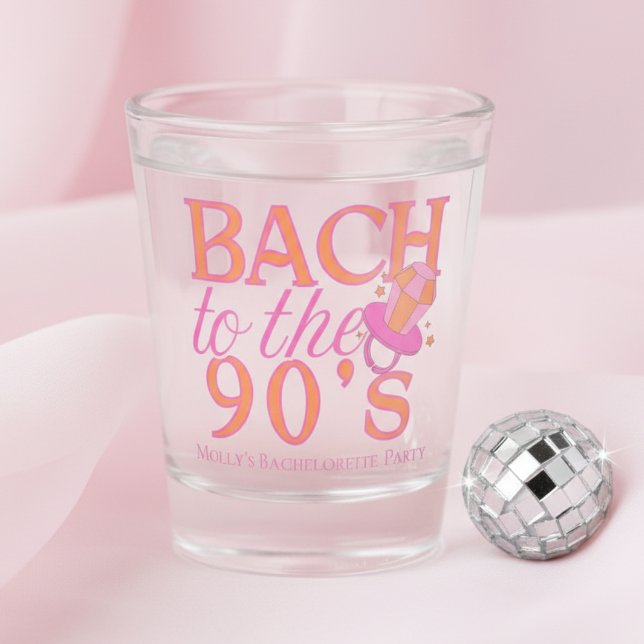 Bach to the 90s – Retro Bachelorette Party Design Shot Glass (Bring the ultimate throwback energy with this playful “Bach to the 90s” design!)