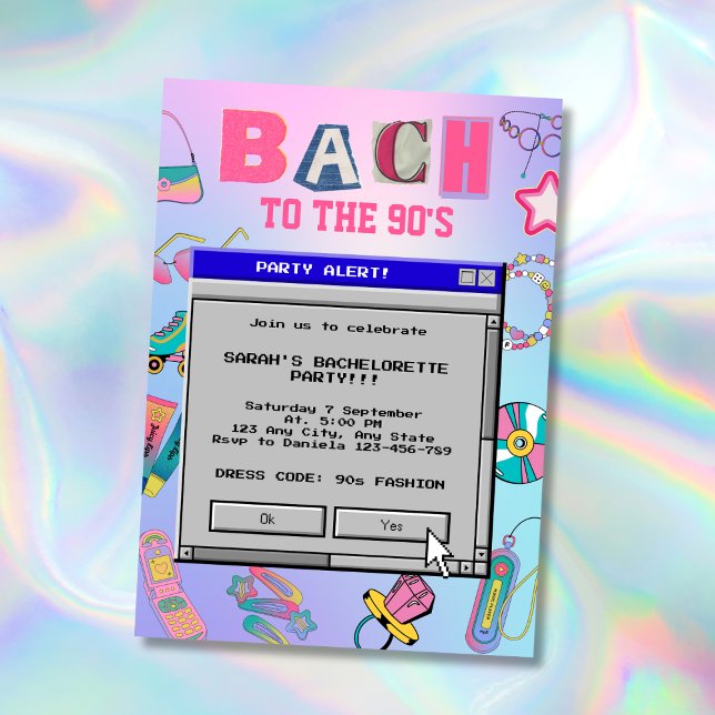 Bach To The 90's Retro Bachelorette Party Invitation (Bach To The 90's Retro Bachelorette Party Invitation)