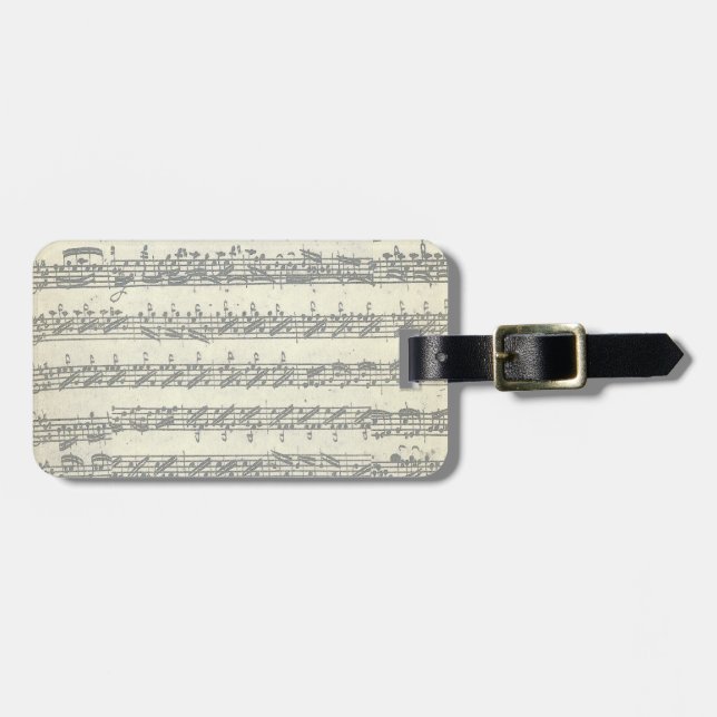 Bach Violin Partita Music Manuscript Customizable Luggage Tag (Front Horizontal)
