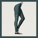 Bachata dance outfit for women leggings<br><div class="desc">Beautiful custom legging featuring the word "bachata" in a soft teal blue hue on a gradient background of black. Unique but beautiful outfit for bachata dancers,  instructors,  teachers and all bachateras. 

The text is customizable.</div>