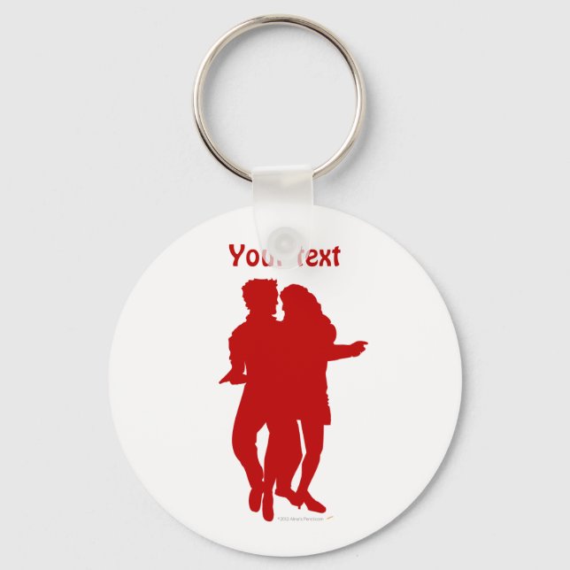 Bachata Latin Dancers Silhouette Custom Keychain (Front)
