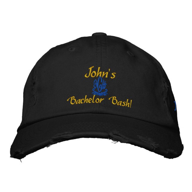 Bachelor Bash Black Embroidered Hat (Front)