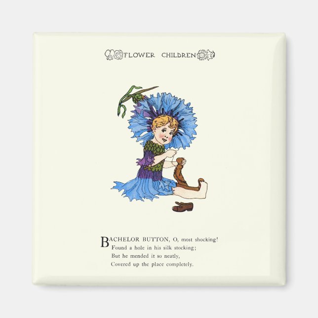 Bachelor Button Magnet (Front)