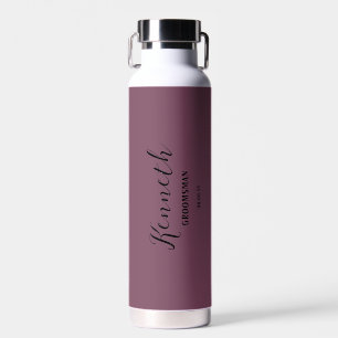 Bachelor Fuchsia Kiss and Black Modern Monogram Water Bottle