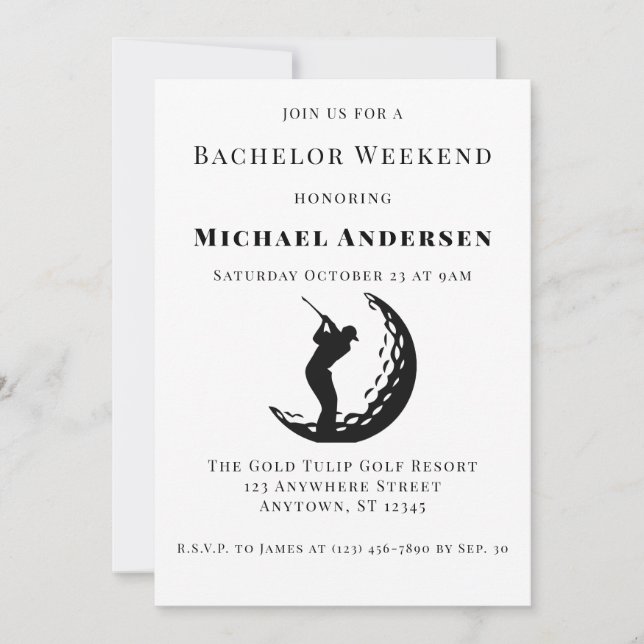 Bachelor Golf Weekend Party Invitation (Devant)