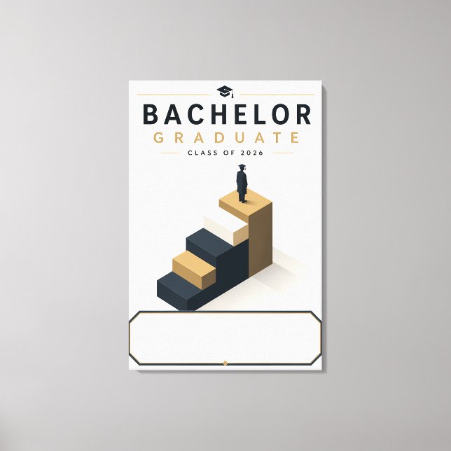 Bachelor Graduate 2026 Custom Name Canvas Print (Front)