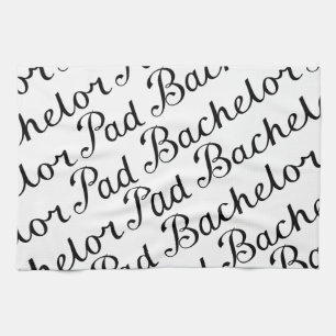 Bachelor Pad Diagonal Script Pattern B&WII Kitchen Towel
