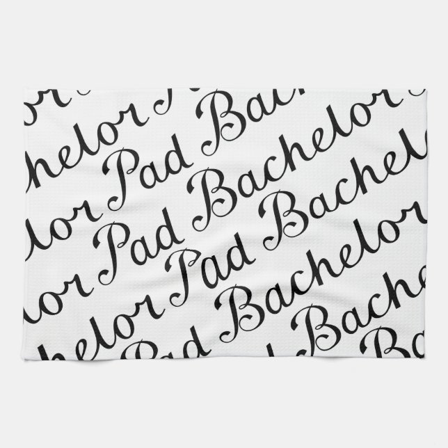 Bachelor Pad Diagonal Script Pattern B&WII Kitchen Towel (Horizontal)