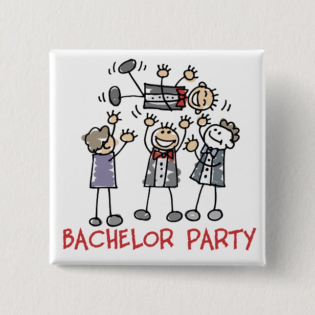 Bachelor Party 2 Inch Square Button (Front)