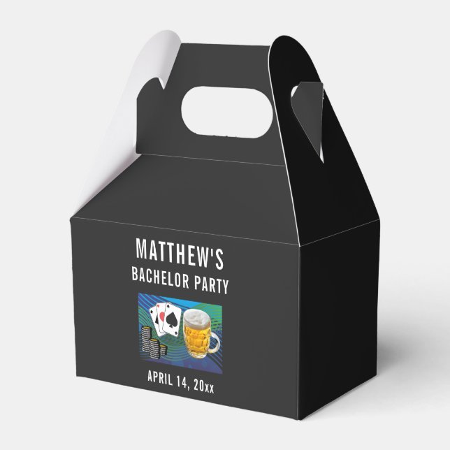 Bachelor Party Beer Poker Wedding Favor Box (Front Side)