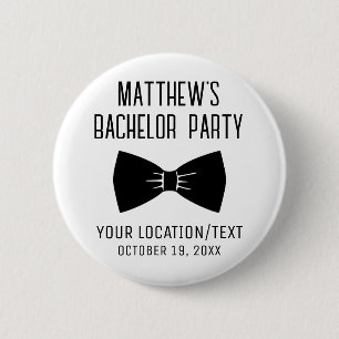 Bachelor Party Black Bow Tie Wedding Favour 2 Inch Round Button