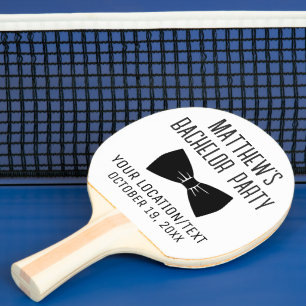 Bachelor Party Black Bow Tie Wedding Favour Ping Pong Paddle