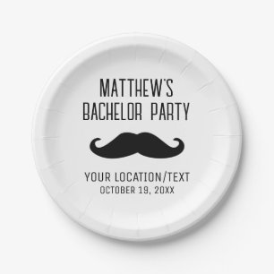 Bachelor Party Black Moustache Wedding Paper Plate