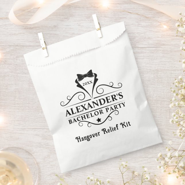 Bachelor Party Black Tie Hangover Favour Bag (Clipped)