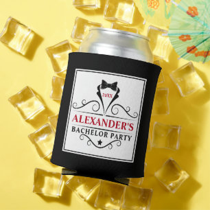 Bachelor Party Black Tie Red or Pick Text Colour Can Cooler
