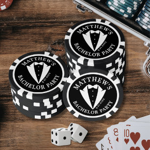 Bachelor Party Black White Tuxedo Poker Chips