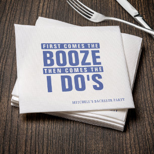 Bachelor Party Booze Before I Dos Blue Napkin
