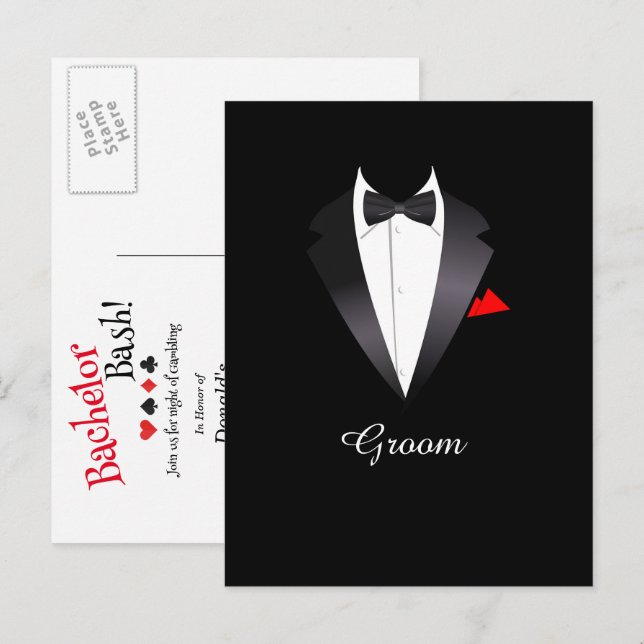 Bachelor Party Casino Night Invitation Postcard (Front/Back)