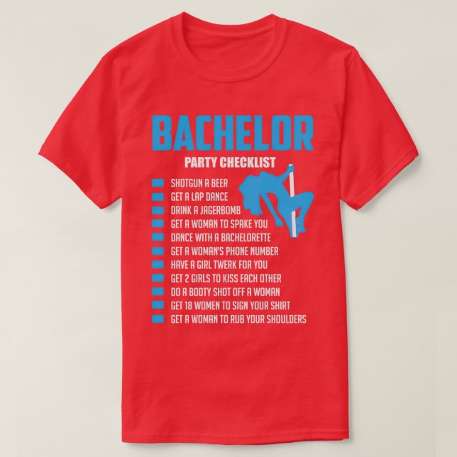 Bachelor Party Checklist Bride T T-Shirt (Design Front)