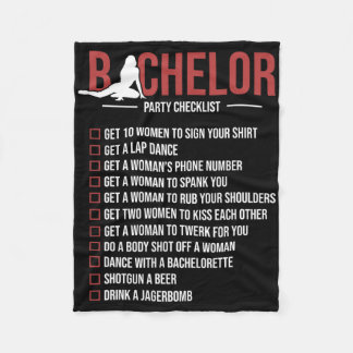 Bachelor Party Checklist Funny Groom Bachelor Part Fleece Blanket