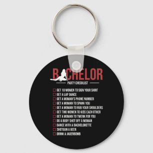 Bachelor Party Checklist Funny Groom Bachelor Part Keychain